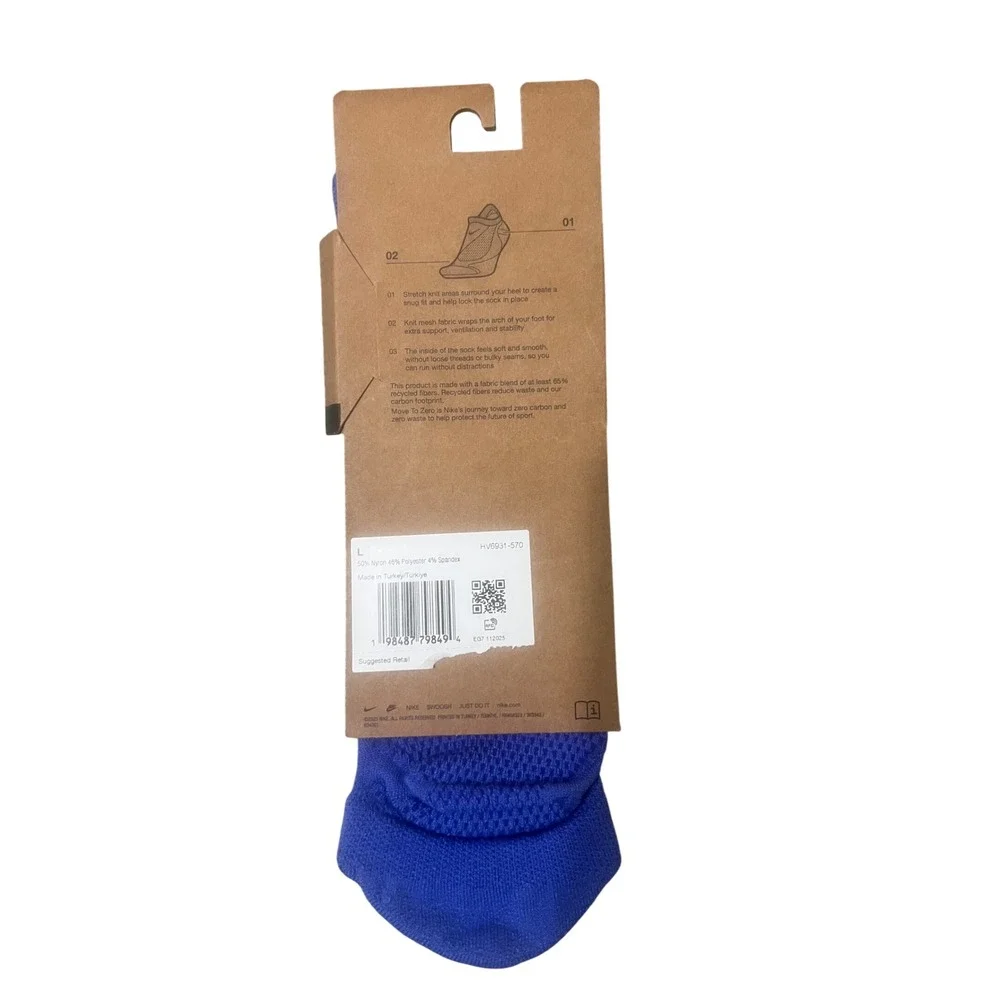 Nike Running Socks Mens Large Blue New Dri-Fit ADV No Show HV6931-570